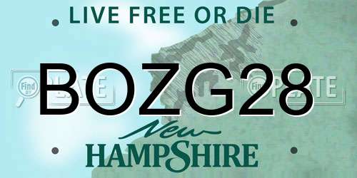 BOZG28 New Hampshire License Plate
