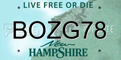 BOZG78 New Hampshire License Plate