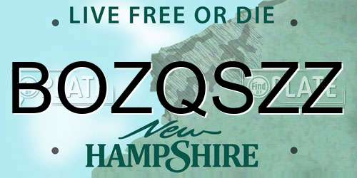 BOZQSZZ New Hampshire License Plate