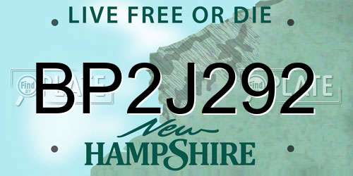 BP2J292 New Hampshire License Plate