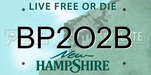 BP2O2B New Hampshire License Plate