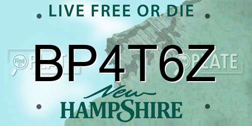 BP4T6Z New Hampshire License Plate
