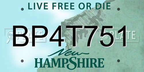 BP4T751 New Hampshire License Plate
