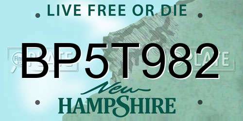 BP5T982 New Hampshire License Plate