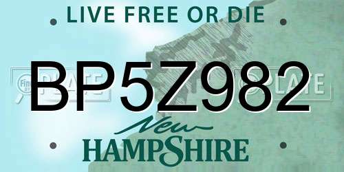 BP5Z982 New Hampshire License Plate
