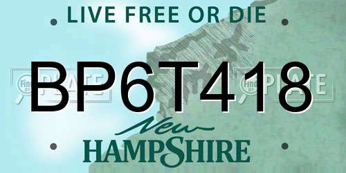 BP6T418 New Hampshire License Plate