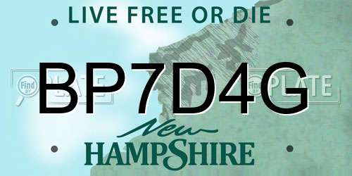 BP7D4G New Hampshire License Plate