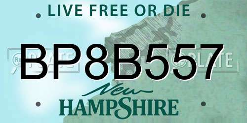 BP8B557 New Hampshire License Plate