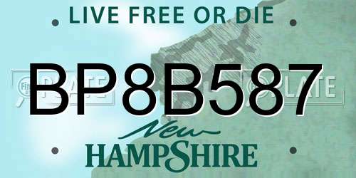 BP8B587 New Hampshire License Plate