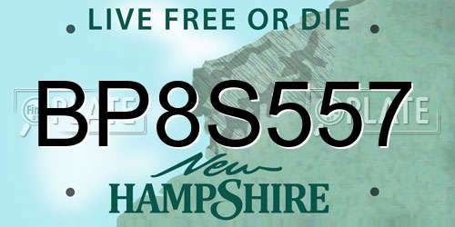 BP8S557 New Hampshire License Plate