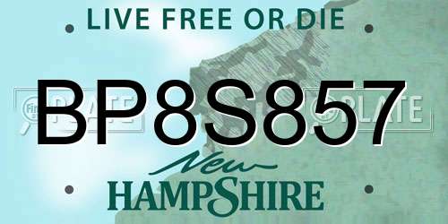 BP8S857 New Hampshire License Plate