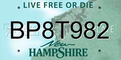 BP8T982 New Hampshire License Plate