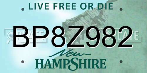 BP8Z982 New Hampshire License Plate