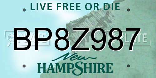 BP8Z987 New Hampshire License Plate