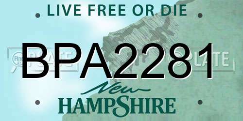 BPA2281 New Hampshire License Plate