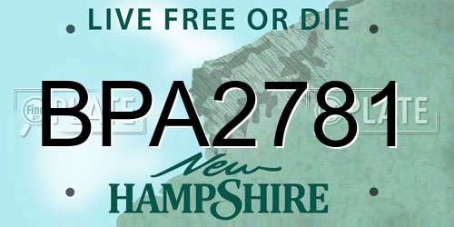 BPA2781 New Hampshire License Plate