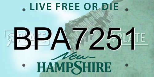 BPA7251 New Hampshire License Plate