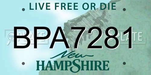 BPA7281 New Hampshire License Plate