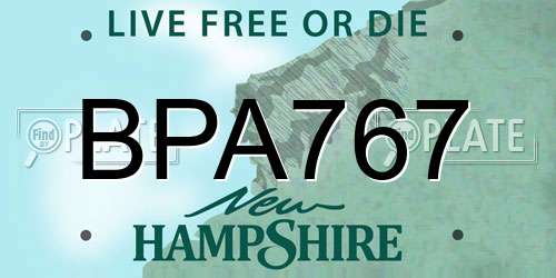 BPA767 New Hampshire License Plate