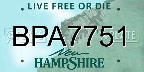 BPA7751 New Hampshire License Plate