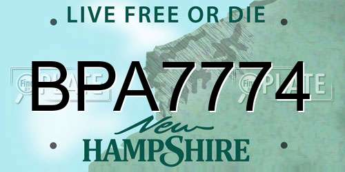 BPA7774 New Hampshire License Plate