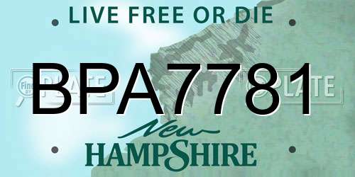 BPA7781 New Hampshire License Plate