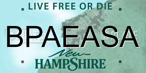 BPAEASA New Hampshire License Plate