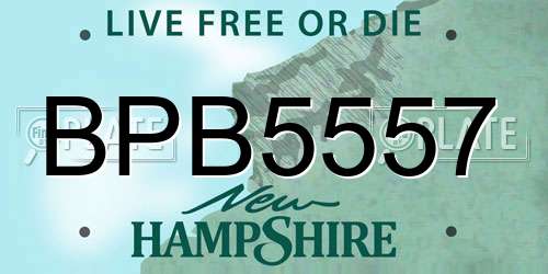 BPB5557 New Hampshire License Plate