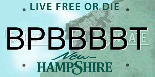 BPBBBBT New Hampshire License Plate