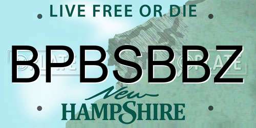 BPBSBBZ New Hampshire License Plate
