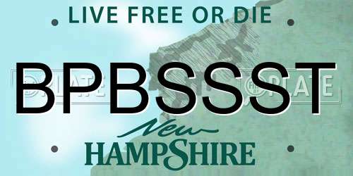 BPBSSST New Hampshire License Plate