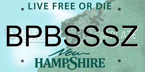 BPBSSSZ New Hampshire License Plate