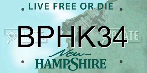 BPHK34 New Hampshire License Plate