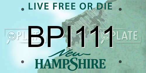 BPI111 New Hampshire License Plate