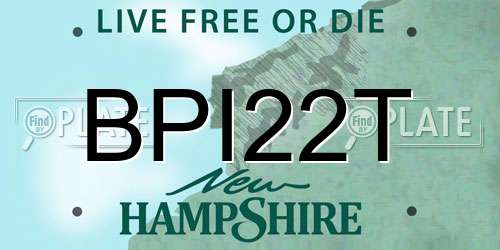 BPI22T New Hampshire License Plate
