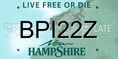 BPI22Z New Hampshire License Plate