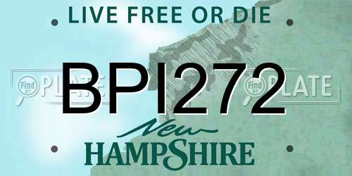 BPI272 New Hampshire License Plate