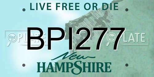 BPI277 New Hampshire License Plate
