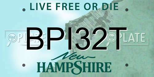 BPI32T New Hampshire License Plate