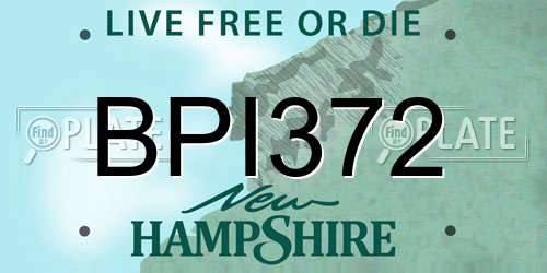 BPI372 New Hampshire License Plate