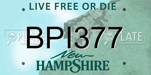 BPI377 New Hampshire License Plate