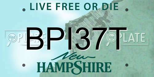 BPI37T New Hampshire License Plate