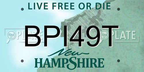 BPI49T New Hampshire License Plate