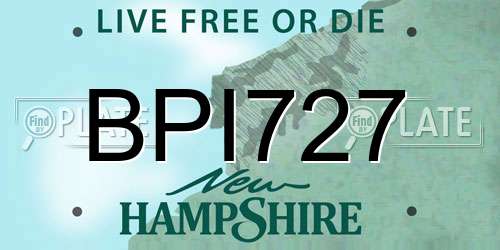 BPI727 New Hampshire License Plate