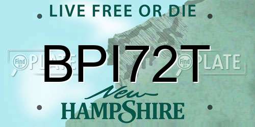 BPI72T New Hampshire License Plate