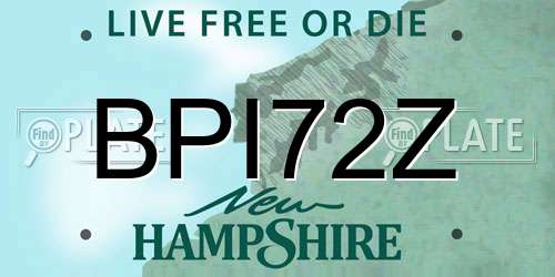 BPI72Z New Hampshire License Plate
