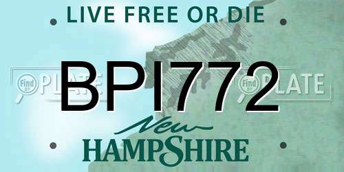 BPI772 New Hampshire License Plate