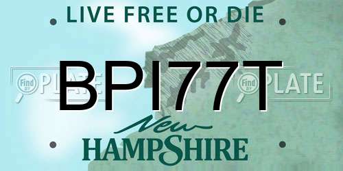 BPI77T New Hampshire License Plate