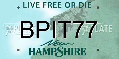 BPIT77 New Hampshire License Plate
