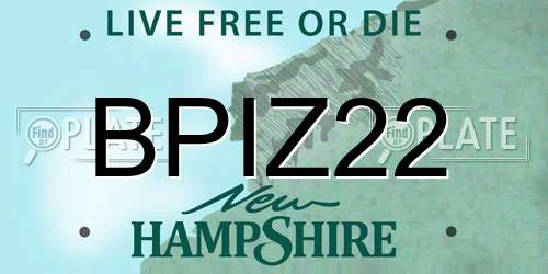 BPIZ22 New Hampshire License Plate